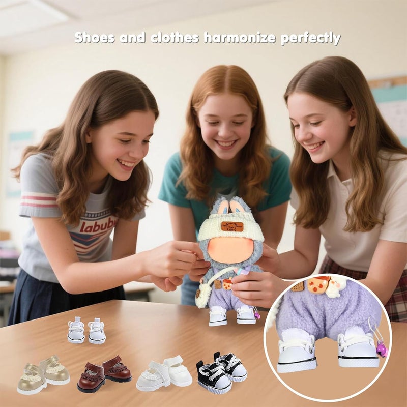 Ciunura Premium Doll Shoes for Lububu, Cute Doll Shoes for 4-7in Dolls, Ideal for Lububu Outfits(White Canvas) - Image 4